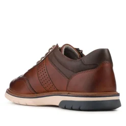 Leather Wide-Fit Dual-Fasten Trainers - Cognac