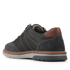 Leather Wide-Fit Dual-Fasten Trainers - Navy