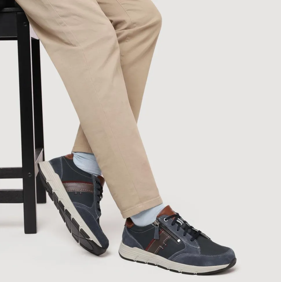 Leather Wide-Fit Lace-Up Shoes - Blue
