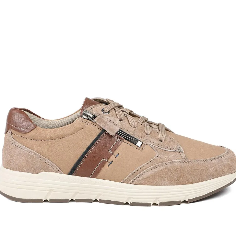 Leather Wide-Fit Lace-Up Shoes - Sand