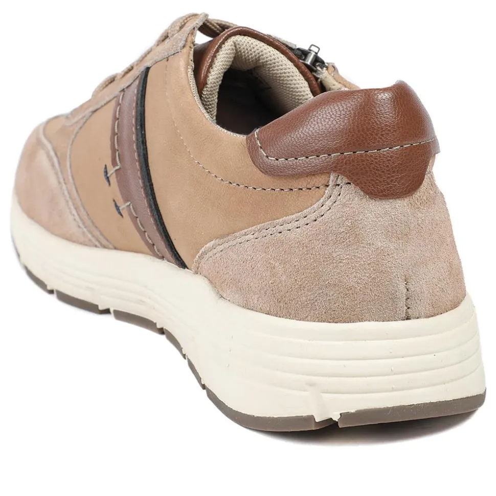 Leather Wide-Fit Lace-Up Shoes - Sand