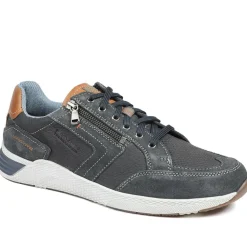 Leather Wide-Fit Lace-Up Trainers - Navy