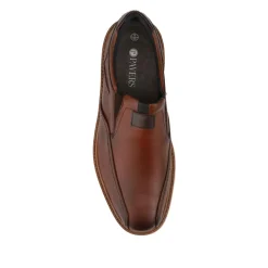 Leather Wide-Fit Slip-On Shoes - Cognac