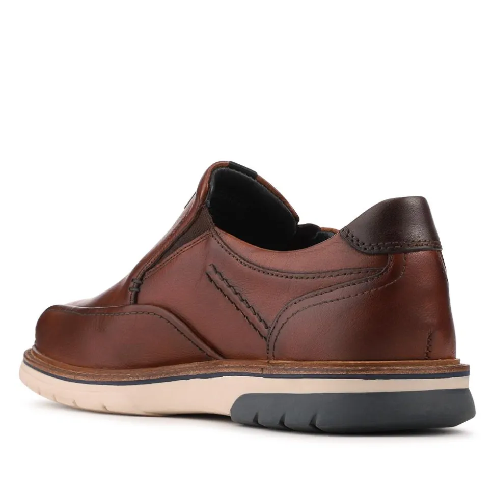 Leather Wide-Fit Slip-On Shoes - Cognac