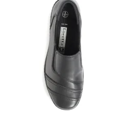 Leather Wider-Fit Slip-On Shoes - Black