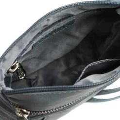 Leather Zip Close Crossbody Bag - Denim