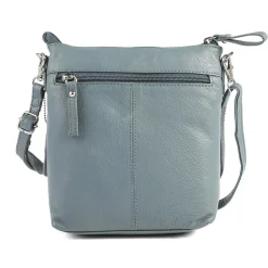 Leather Zip Close Crossbody Bag - Denim