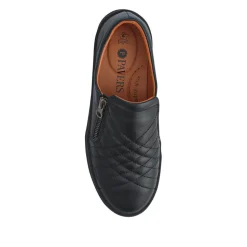 Leather Zip-Fasten Slip-On Shoes - Black
