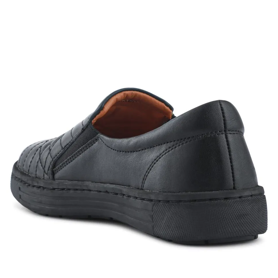 Leather Zip-Fasten Slip-On Shoes - Black
