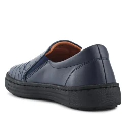 Leather Zip-Fasten Slip-On Shoes - Navy
