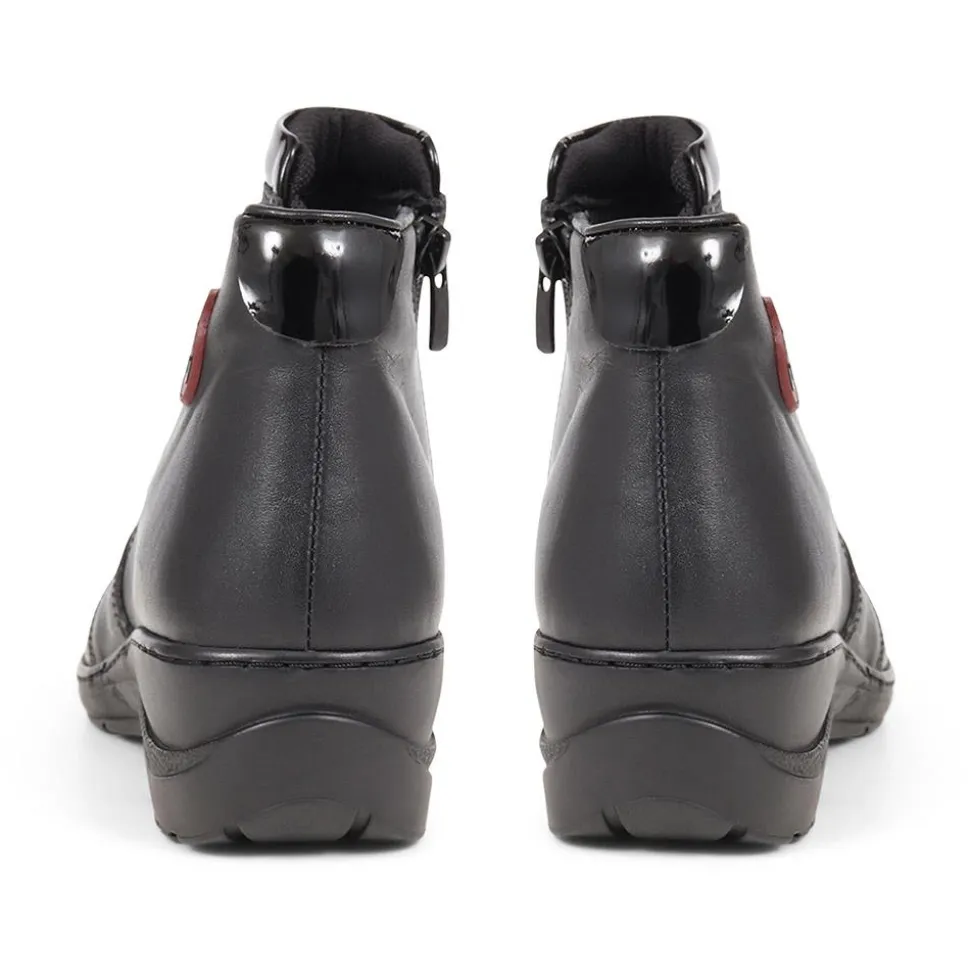 Leather Zip-Up Ankle Boots - Black