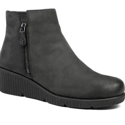 Leather Zip-Up Ankle Boots - Black Nubuck