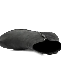 Leather Zip-Up Ankle Boots - Black Nubuck