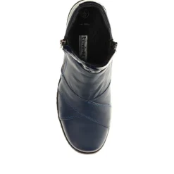 Leather Zip-Up Ankle Boots - Navy
