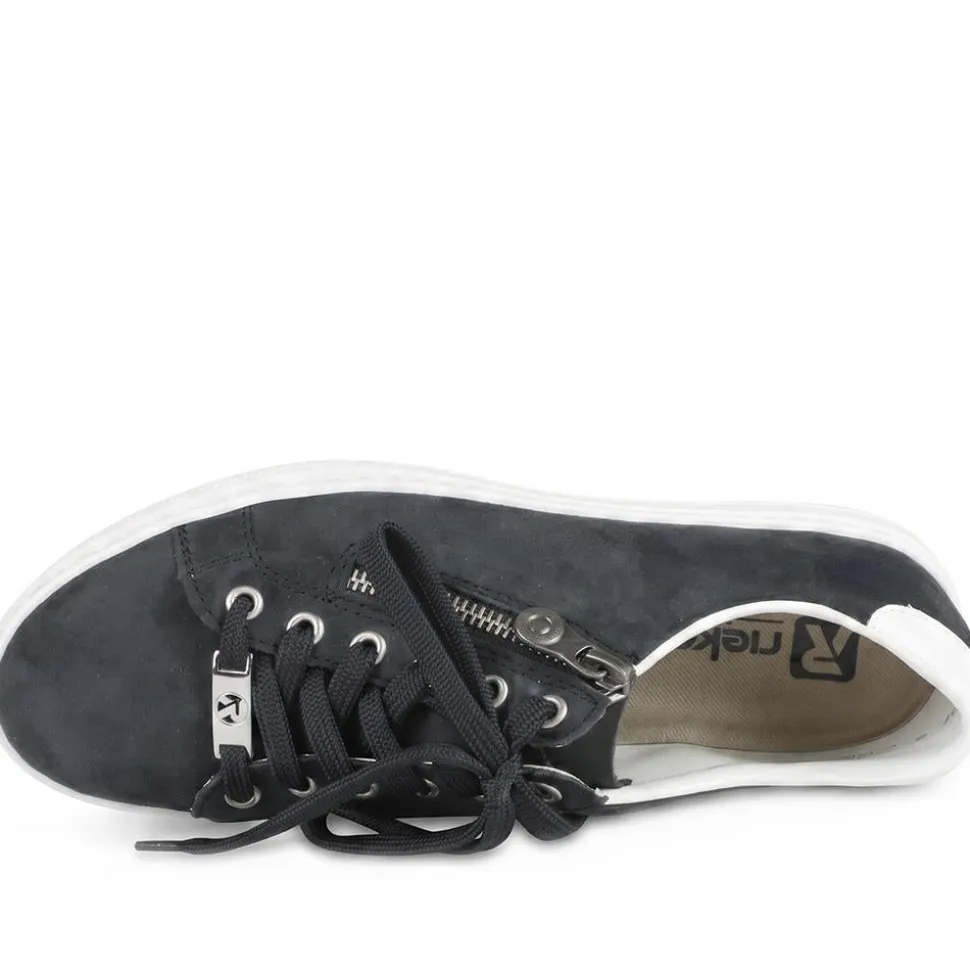 Leather Zip-Up Trainers - Navy