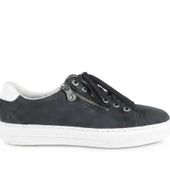 Leather Zip-Up Trainers - Navy