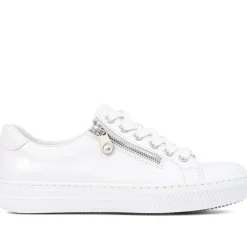 Leather Zip-Up Trainers - White