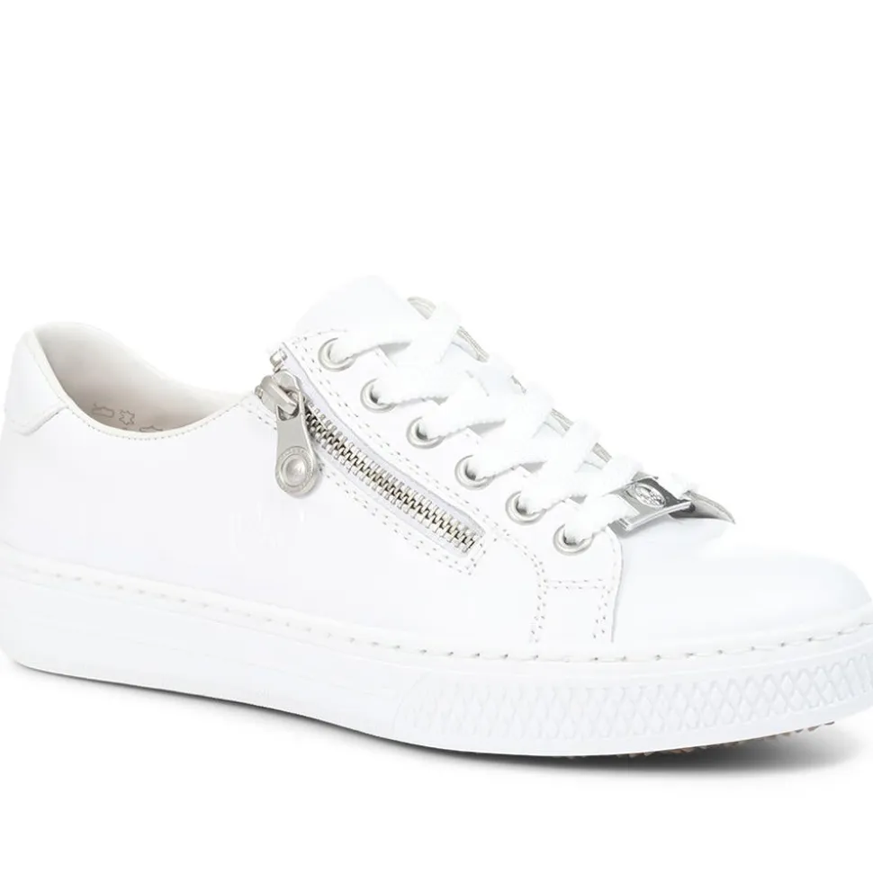 Leather Zip-Up Trainers - White