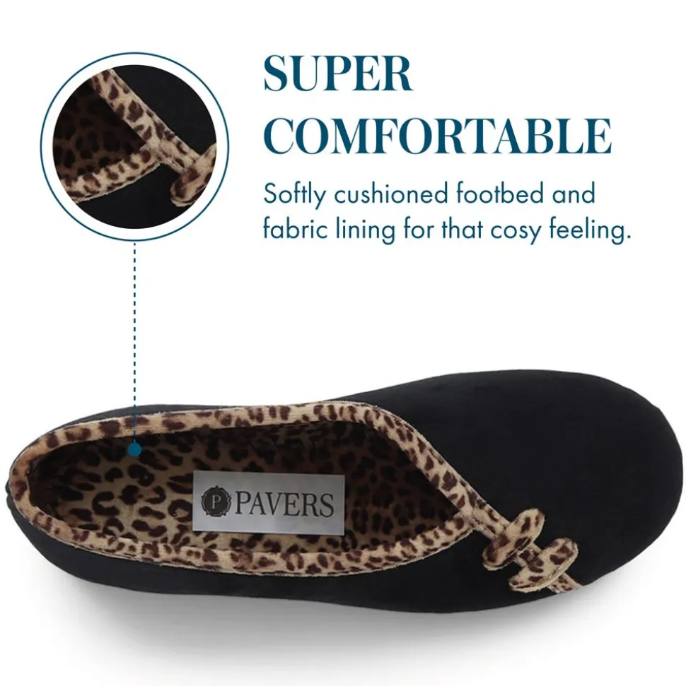 Leopard Print Slippers - Black