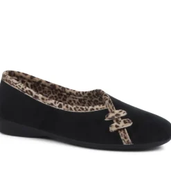 Leopard Print Slippers - Black
