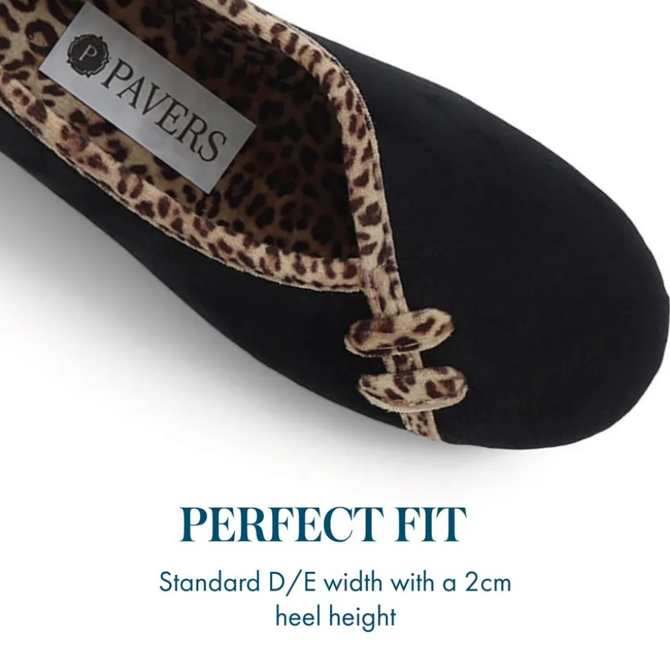 Leopard Print Slippers - Black