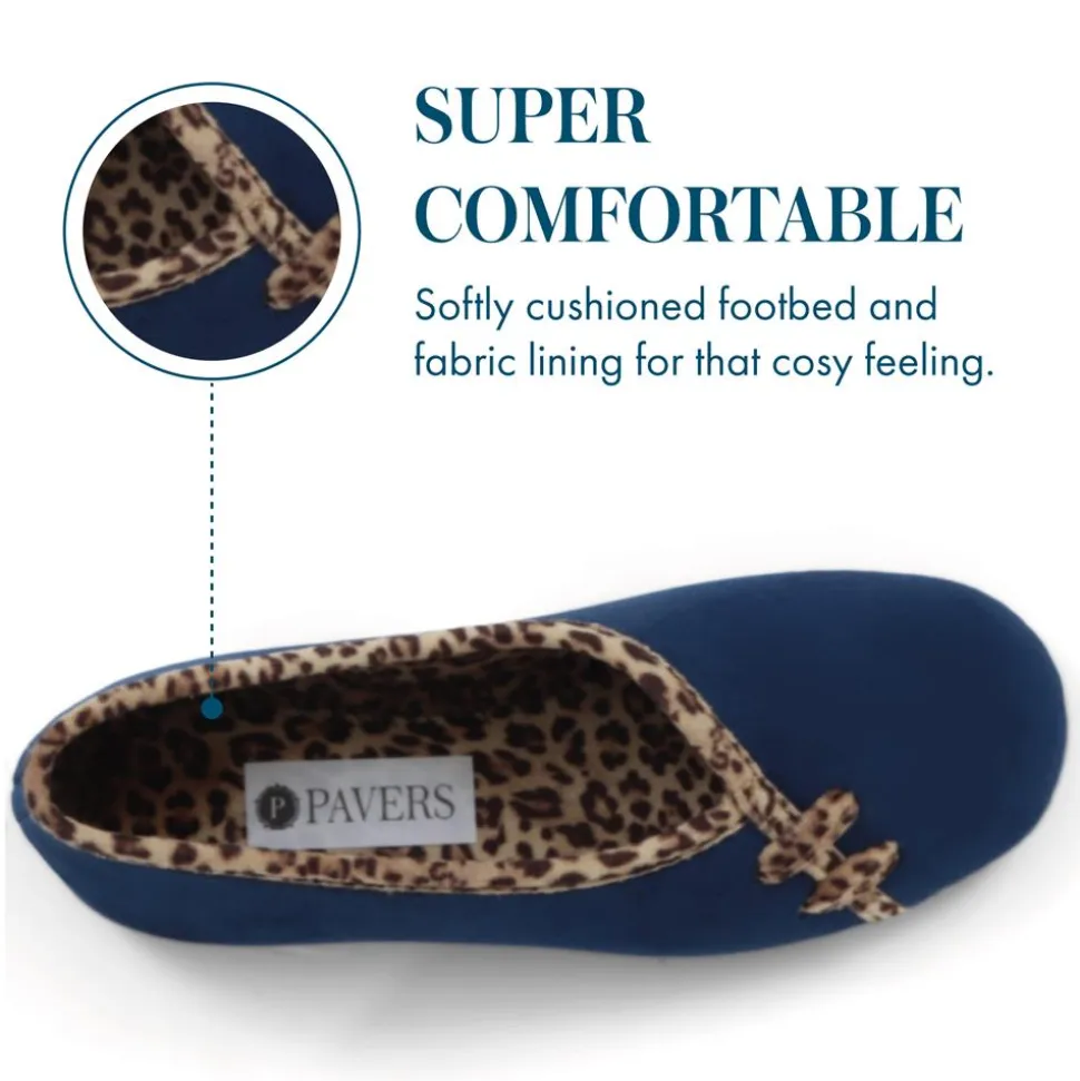 Leopard Print Slippers - Navy