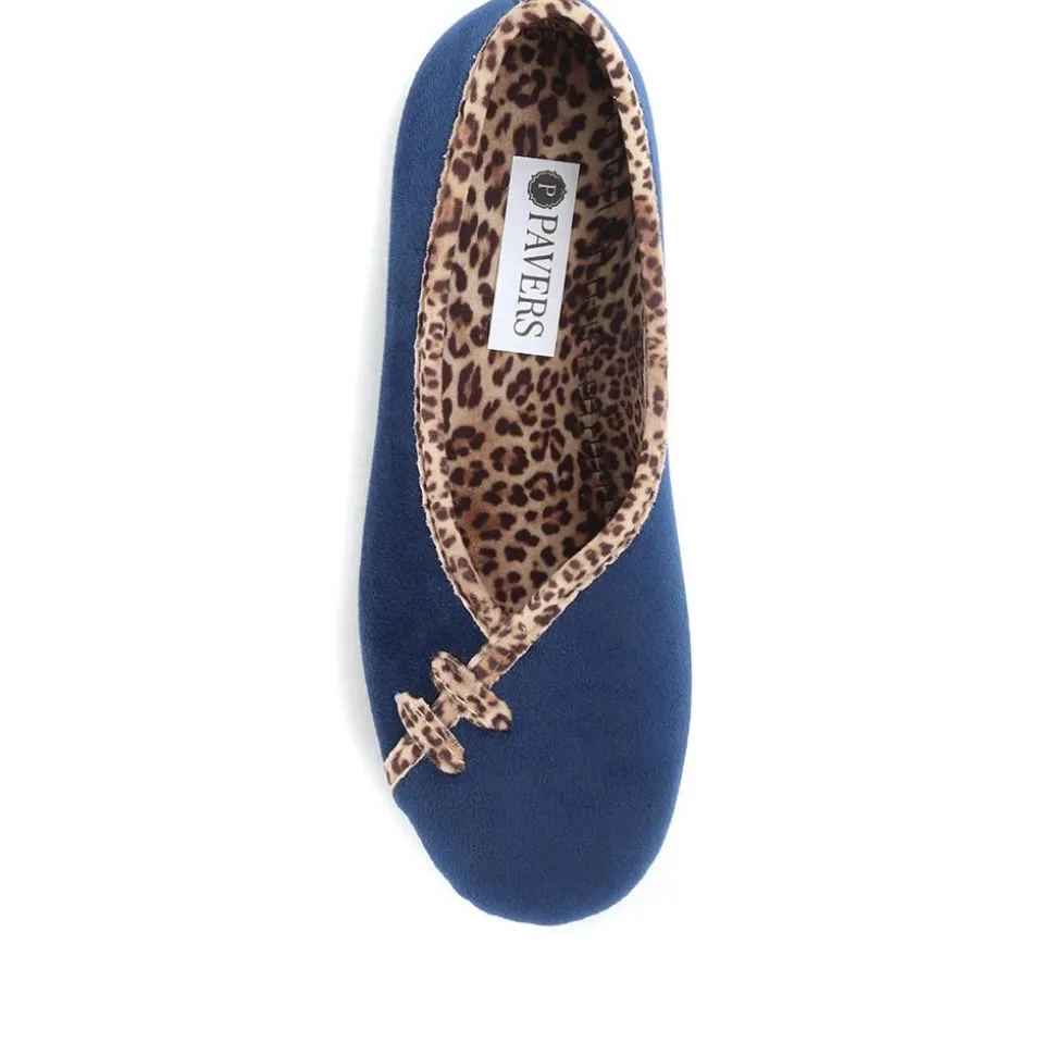 Leopard Print Slippers - Navy