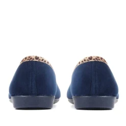 Leopard Print Slippers - Navy