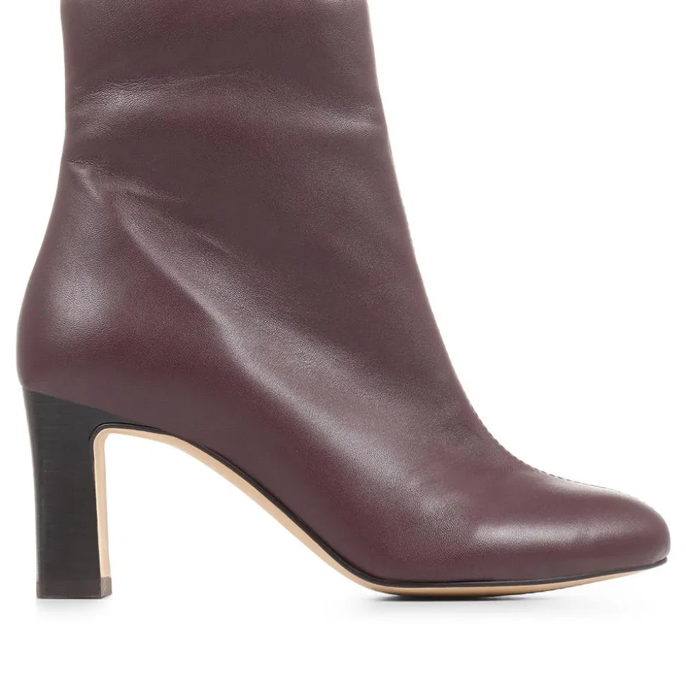 Letty Heeled Ankle Boots - Burgundy