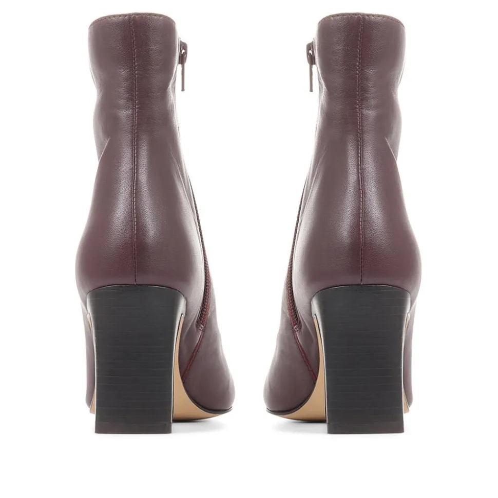 Letty Heeled Ankle Boots - Burgundy