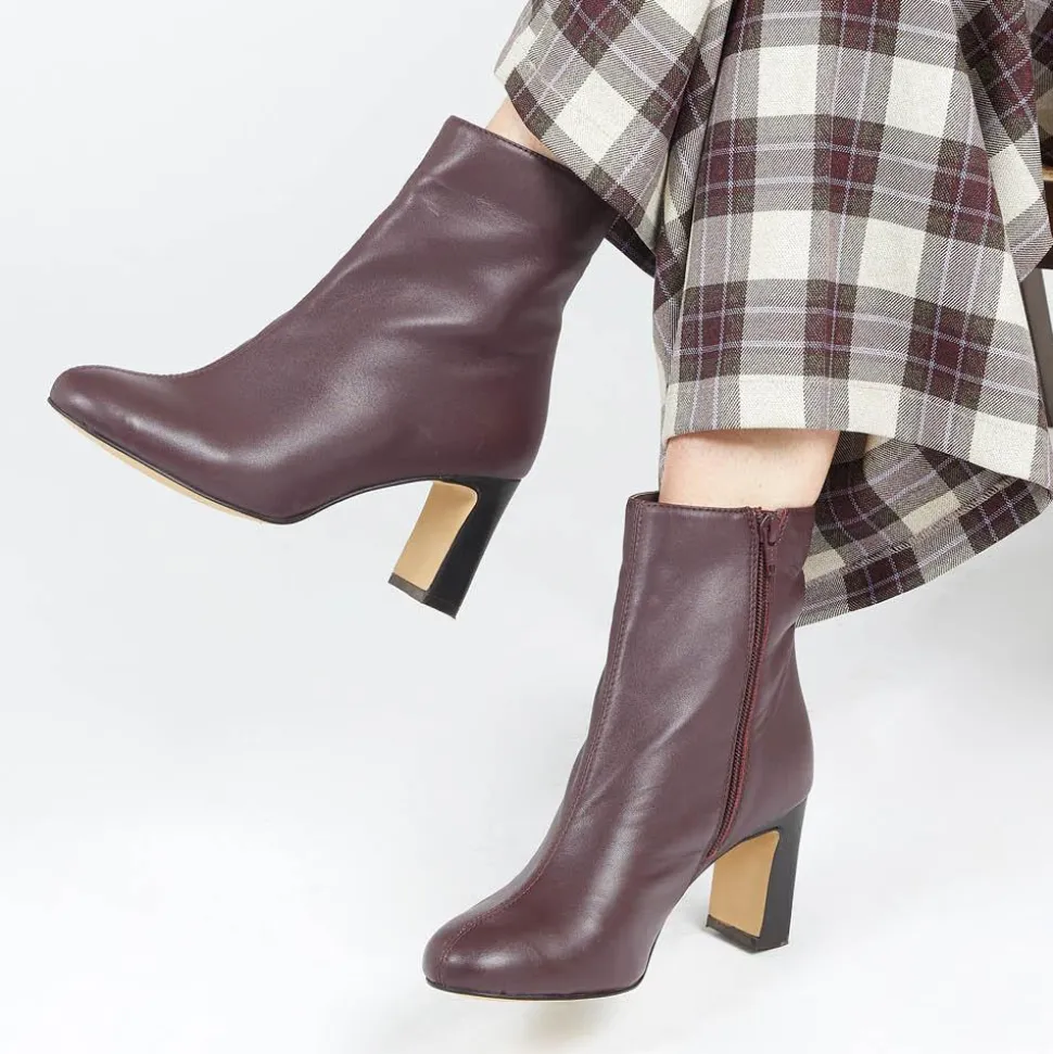 Letty Heeled Ankle Boots - Burgundy