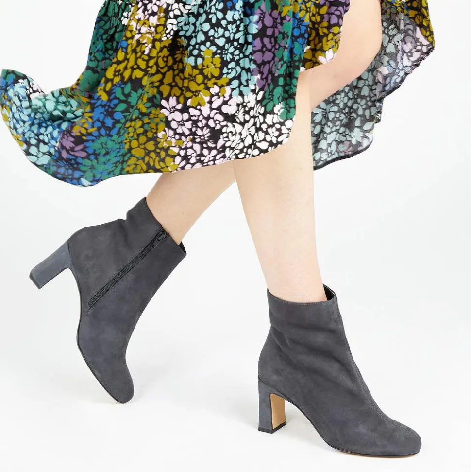 Letty Heeled Ankle Boots - Grey