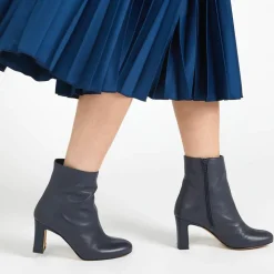 Letty Heeled Ankle Boots - Navy