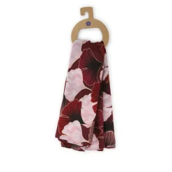 Light Flower Pattern Scarf - Burgundy Multi