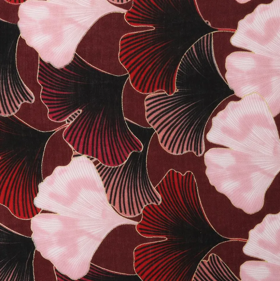 Light Flower Pattern Scarf - Burgundy Multi