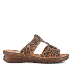 Lightweight Cushioned Leather Mules - Leopard