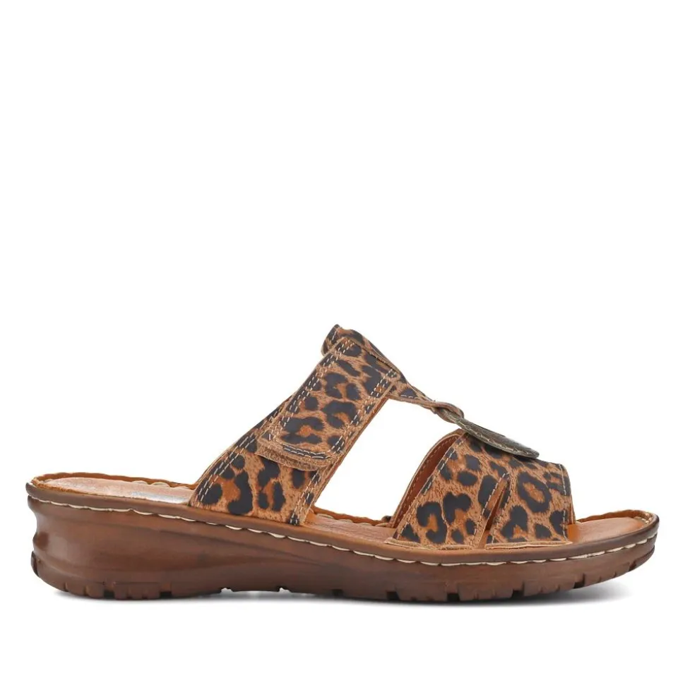 Lightweight Cushioned Leather Mules - Leopard