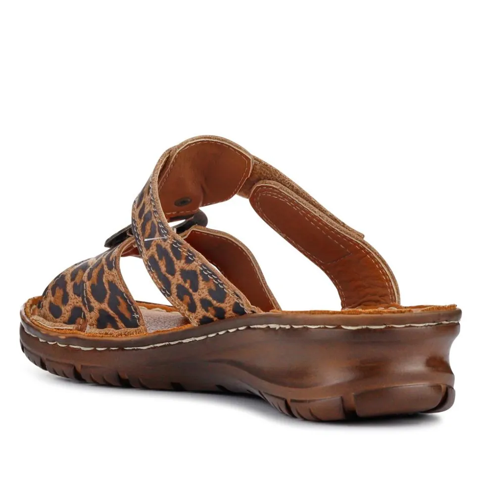 Lightweight Cushioned Leather Mules - Leopard