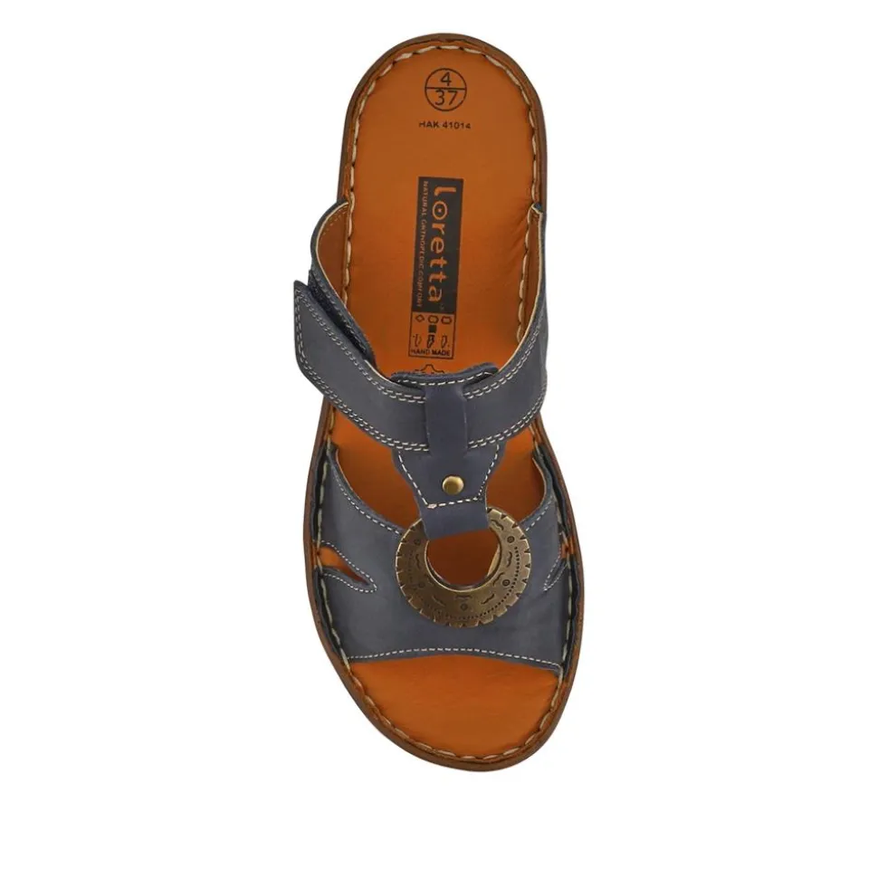 Lightweight Cushioned Leather Mules - Navy