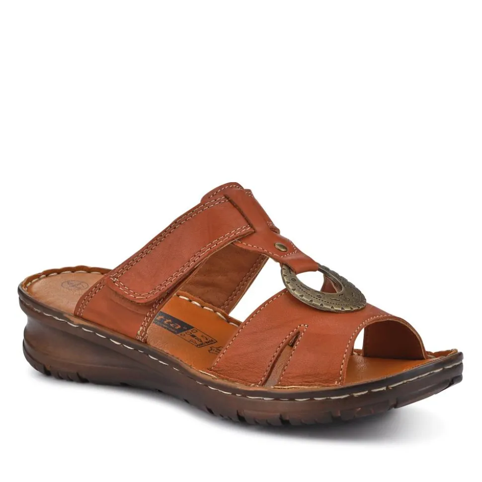 Lightweight Cushioned Leather Mules - Tan