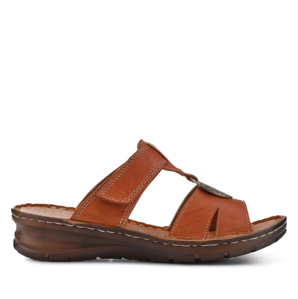 Lightweight Cushioned Leather Mules - Tan