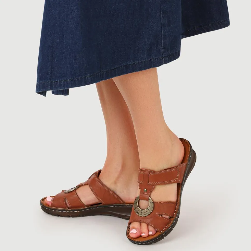 Lightweight Cushioned Leather Mules - Tan