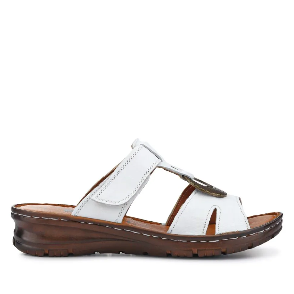 Lightweight Cushioned Leather Mules - White