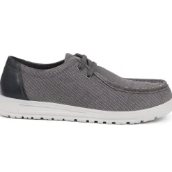Lightweight Lace-Up Boat Shoes - Grey