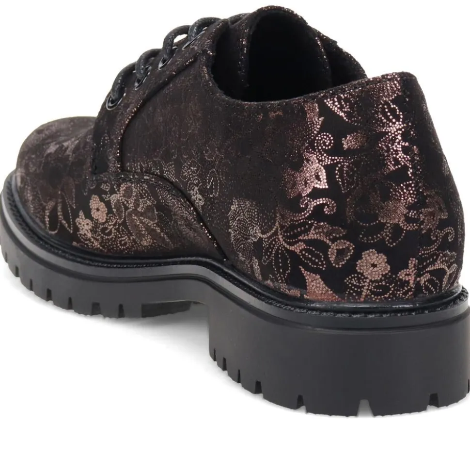 Lightweight Lace-Up Shoes - Black Floral