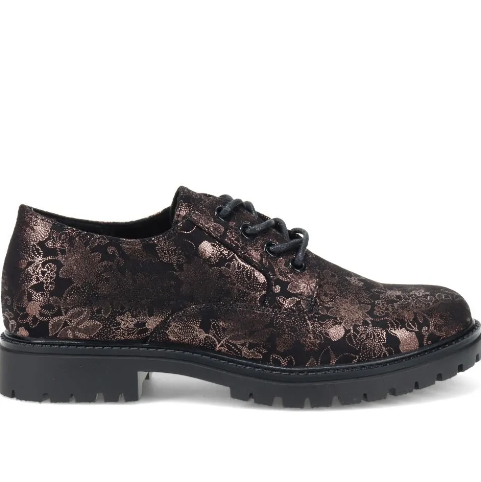 Lightweight Lace-Up Shoes - Black Floral