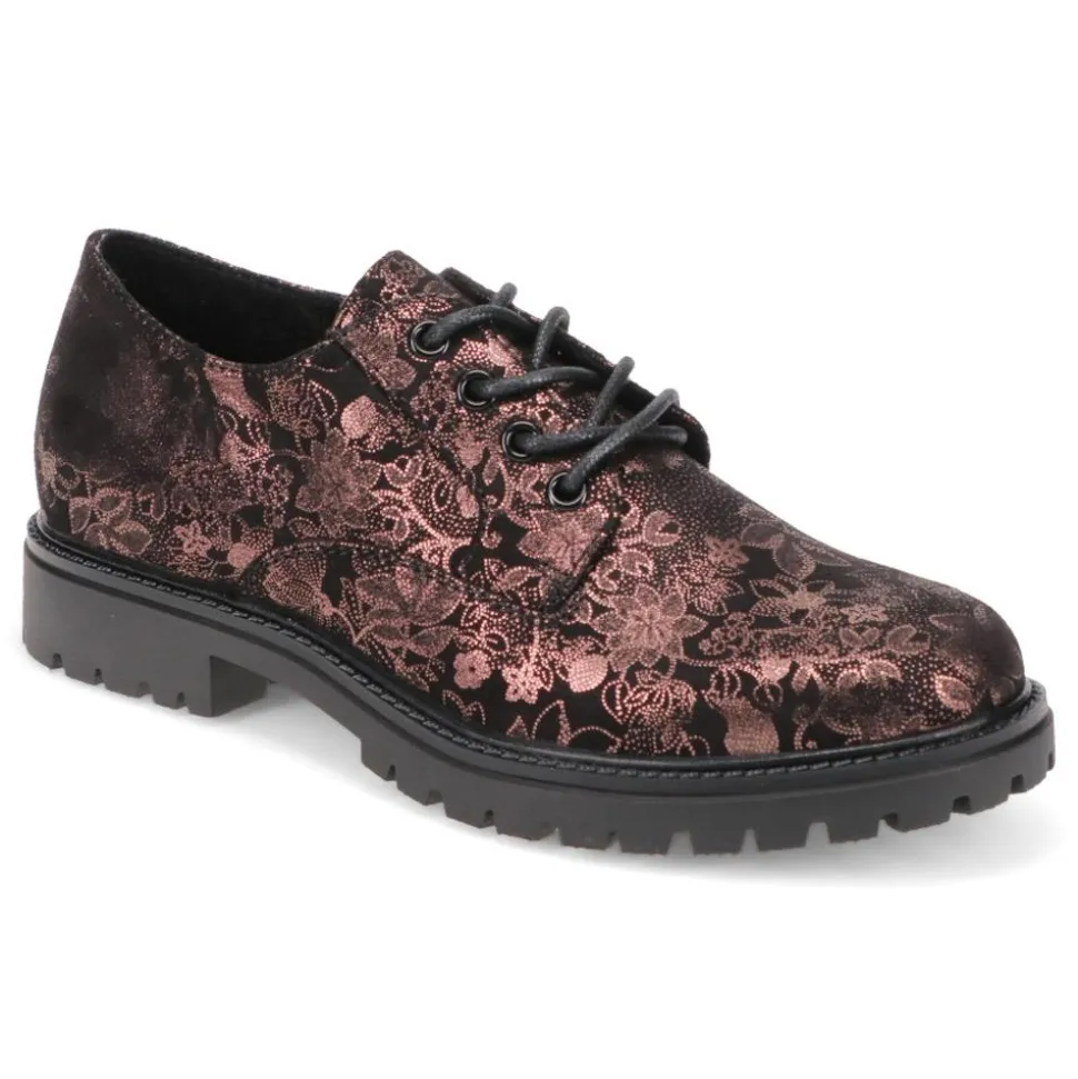 Lightweight Lace-Up Shoes - Black Floral
