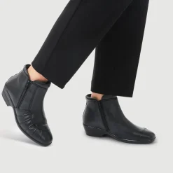Lightweight Leather Ankle Boots - Black