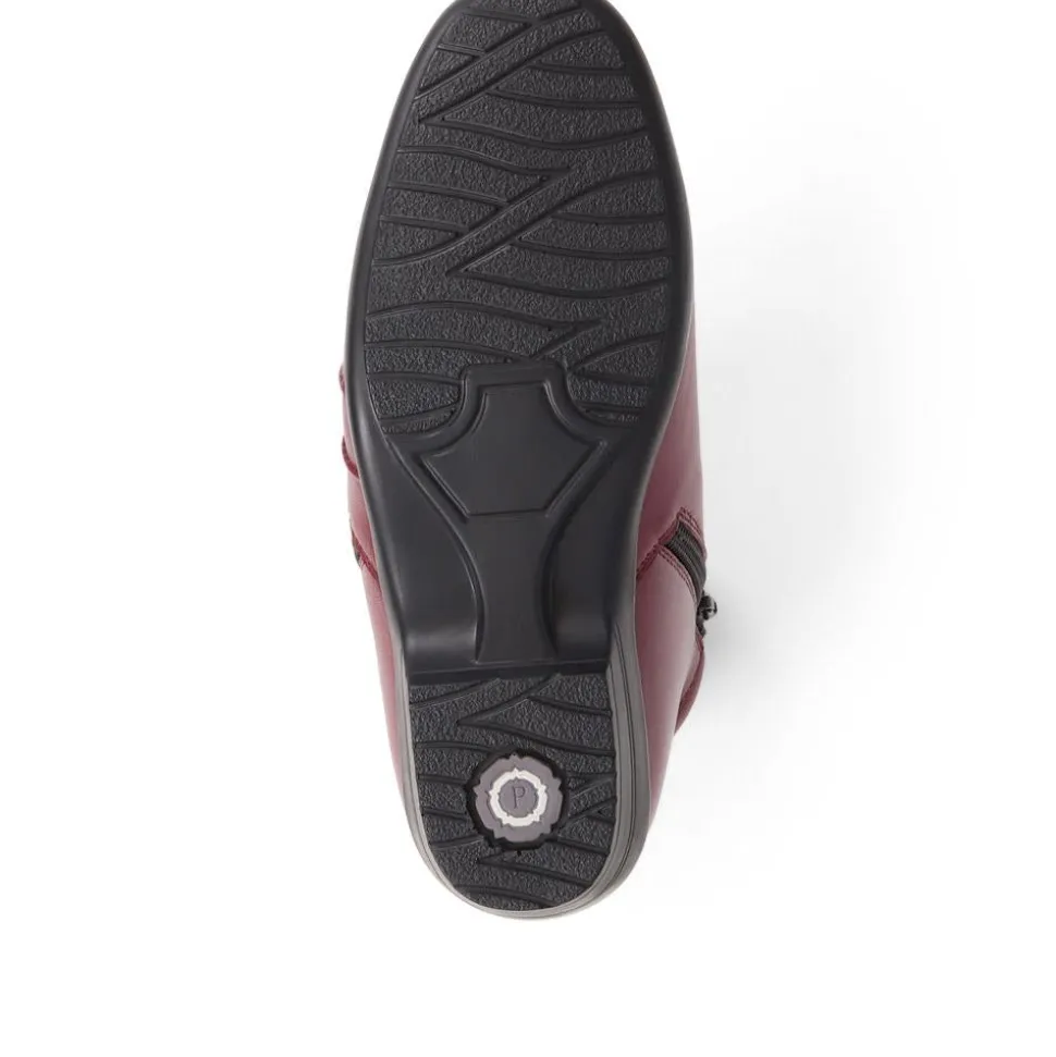 Lightweight Leather Ankle Boots - Burgundy