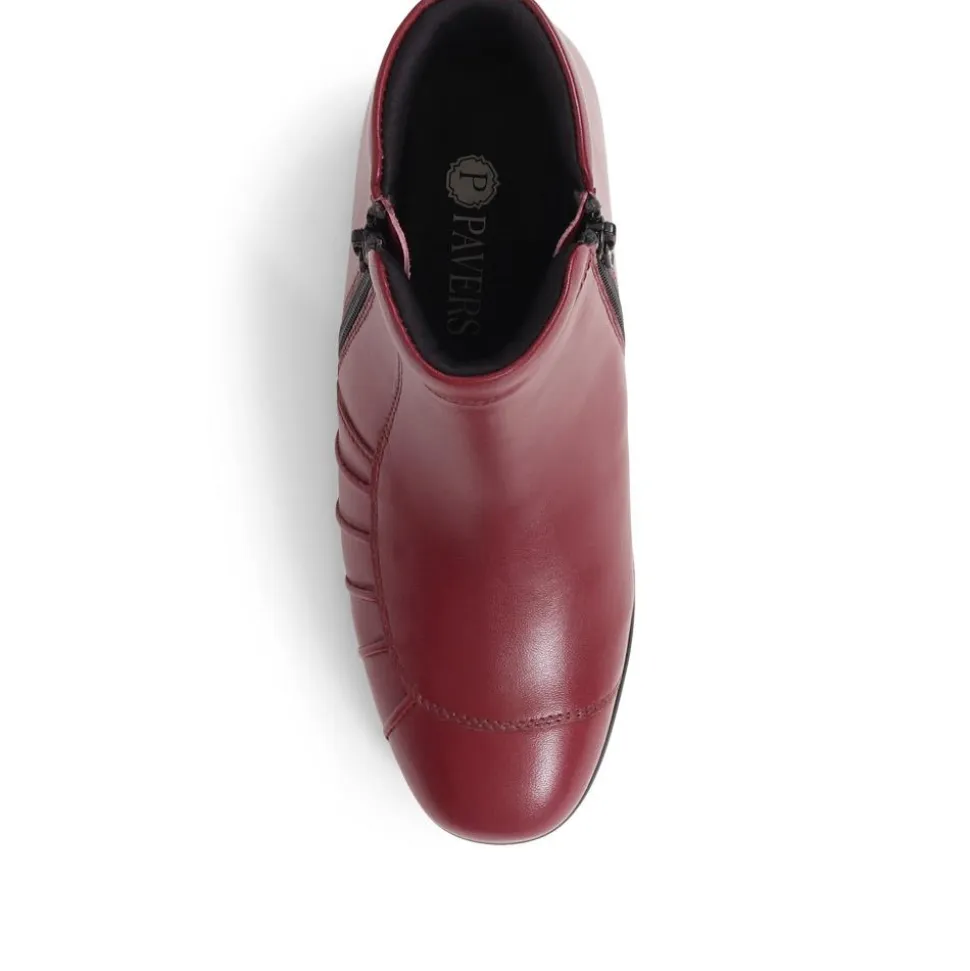 Lightweight Leather Ankle Boots - Burgundy